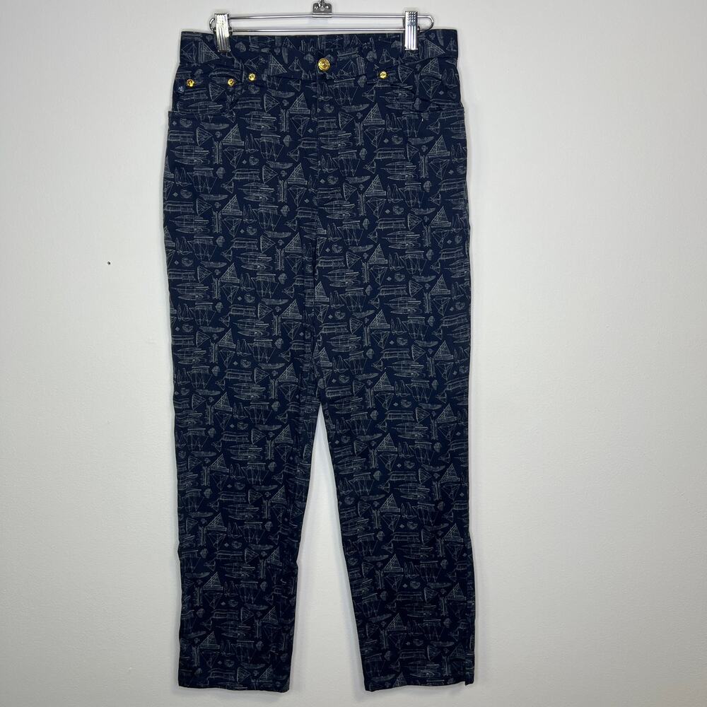 Lauren Ralph Lauren Women's Size 8 Nautical Boat Ship Navy Blue Pants